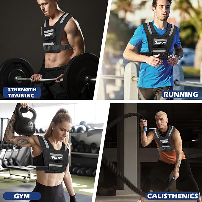 Adjustable Weighted Vest Men 19lbs/ 30lbs/ 40lbs Weights with Reflective Stripe, Weight Vest Woman Workout Vest for Crossfit, Calisthenics, Running & Walking.