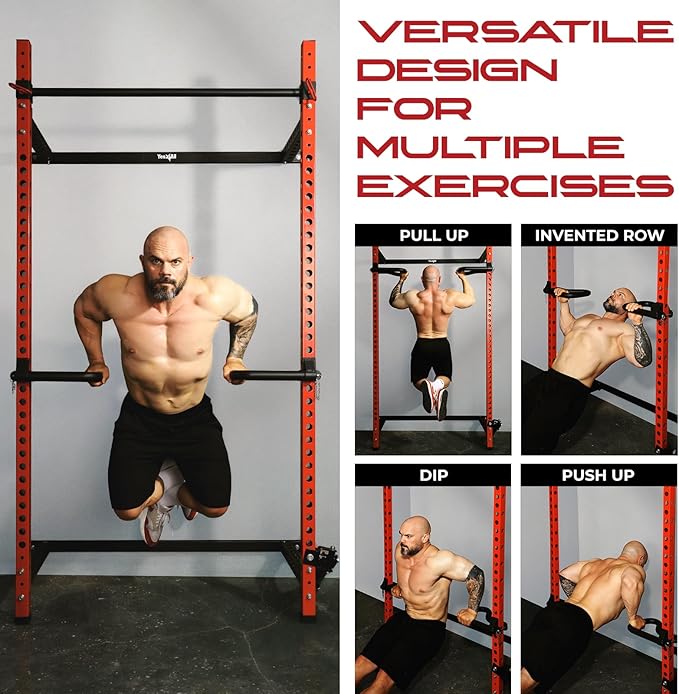 Yes4All Power Rack J-Hooks & Attachments – Heavy Duty Barbell Holders Compatible with 2x2 & 3x3 Power Racks for Home Gym