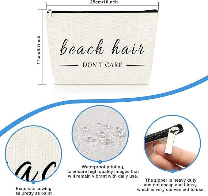 Beach Gifts for Women Beach Lover Makeup Bags Gift Beach Themed Cosmetic Bag Gifts Birthday Christmas Graduation Gift for Women Girl Teens Beach Lover Funny Vacation Gifts Travel Make Up Pouch