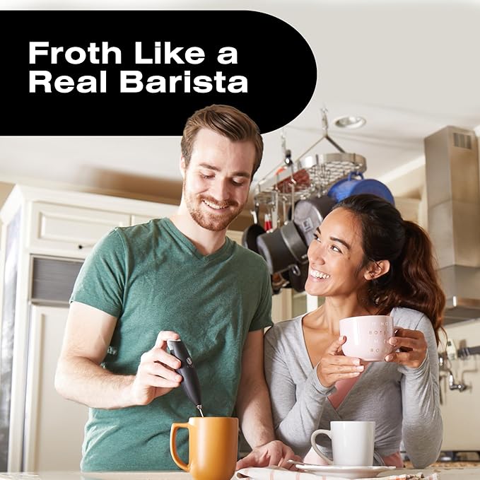 Bean Envy Milk Frother Handheld for Coffee - Electric Hand Blender, Mini Drink Mixer Whisk & Coffee Foamer Wand with Stand for Lattes, Cappuccino, Matcha and Hot Chocolate - Kitchen Gifts - Light Blue