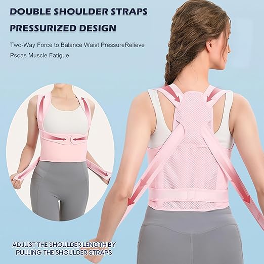 Posture Corrector for Women,Adjustable Full Back Brace and Shoulder Straightener,for Back Pain Relief,Hunchback Correction,Scoliosis,Thoracic Spine,Posture Trainer (Pink, Small)