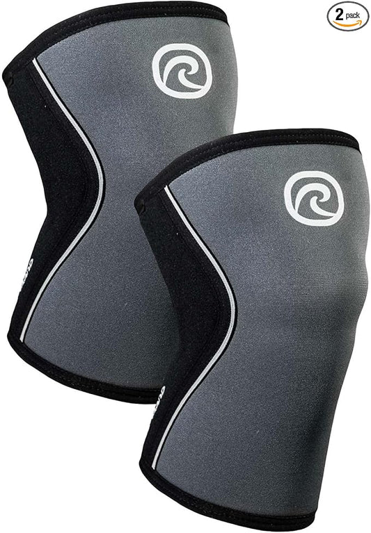 Rehband 5mm Knee Sleeves for Functional Training, Cross-Training & Powerlifting, Weightlifting Knee Support made of Neoprene, Unisex, Colour:Steel Grey - 1 Pair, Size:Large