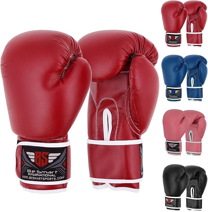 Be Smart Kids Boxing Gloves 4-12 Years 4oz 6oz Training Gloves for Children Sparring Youth Boxing Gloves Junior Training Mitts Punch PU Leather MMA Muay Thai Kick Boxing