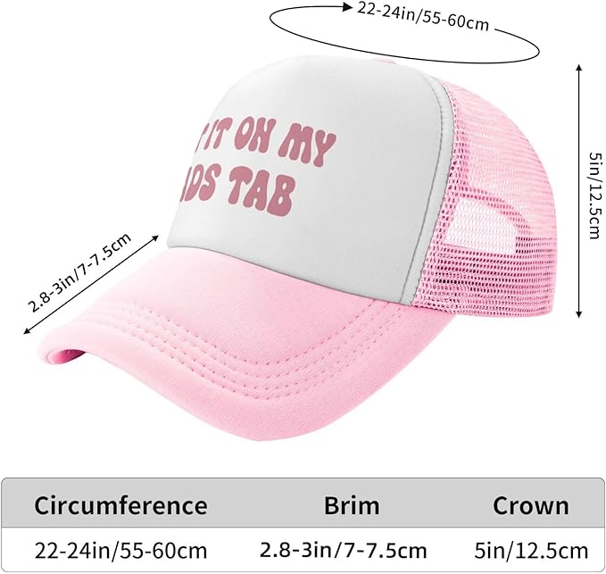 Put It On My Husband's Tab Drinking Trucker Hat - Funny Pink Trucker Hat for Women and Men
