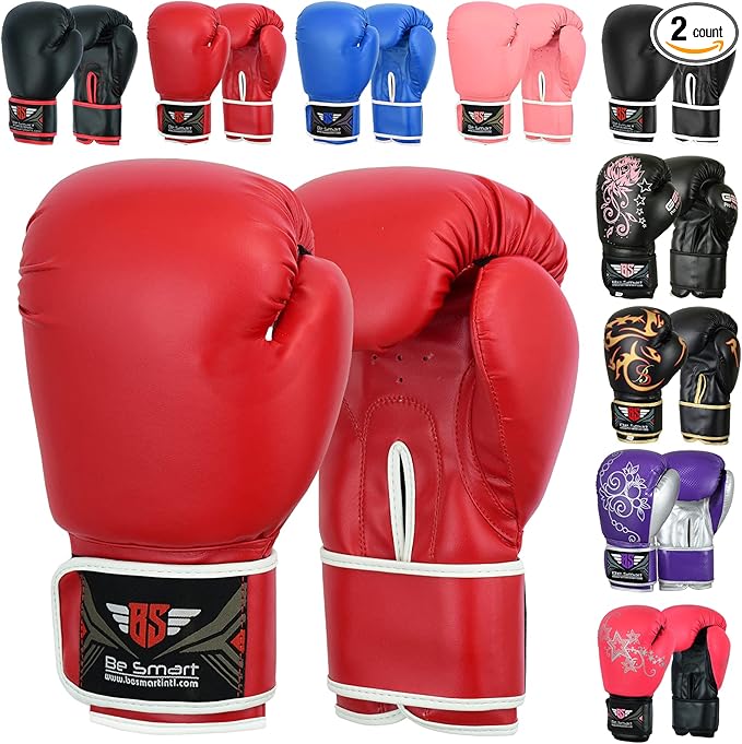Be Smart Kids Boxing Gloves 4-12 Years 4oz 6oz Training Gloves for Children Sparring Youth Boxing Gloves Junior Training Mitts Punch PU Leather MMA Muay Thai Kick Boxing