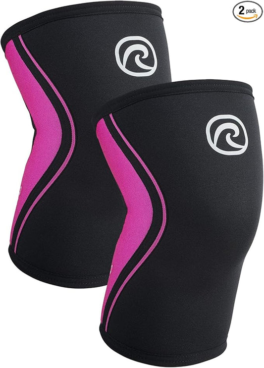 Rehband 5mm Knee Sleeves for Functional Training, Cross-Training & Powerlifting, Weightlifting Knee Support made of Neoprene, Unisex, Colour:Pink - 1 Pair, Size:X-Small