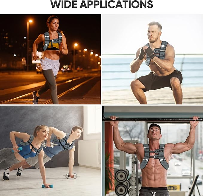 APEXUP Weighted Vest with 5lbs/10lbs/15lbs/20lbs/25lbs/30lbs Weights and Reflective Stripe, Weight Vest Men Women for Workout, Strength Training, Running