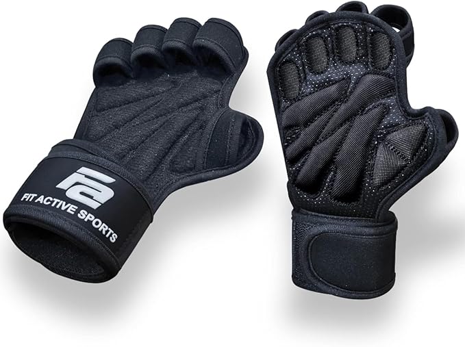 Fit Active Sports New Ventilated Weight Lifting Workout Gloves with Built-in Wrist Wraps for Men and Women - Great for Gym Fitness, Cross Training, Hand Support & Weightlifting.
