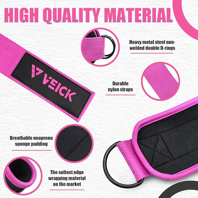 VEICK Exercise Handles with Ankle Straps, Replacement Handle Cable Attachments Pull Up Handles Equipment Gym Accessories Pilates Yoga Strength Trainer