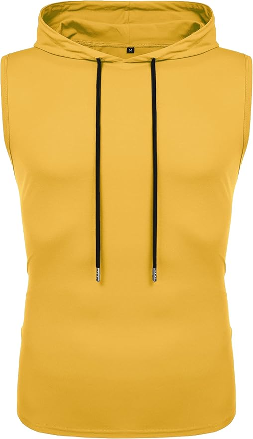 Babioboa Men's Workout Hooded Tank Tops Sleeveless Gym Hoodies Bodybuilding Muscle Shirts