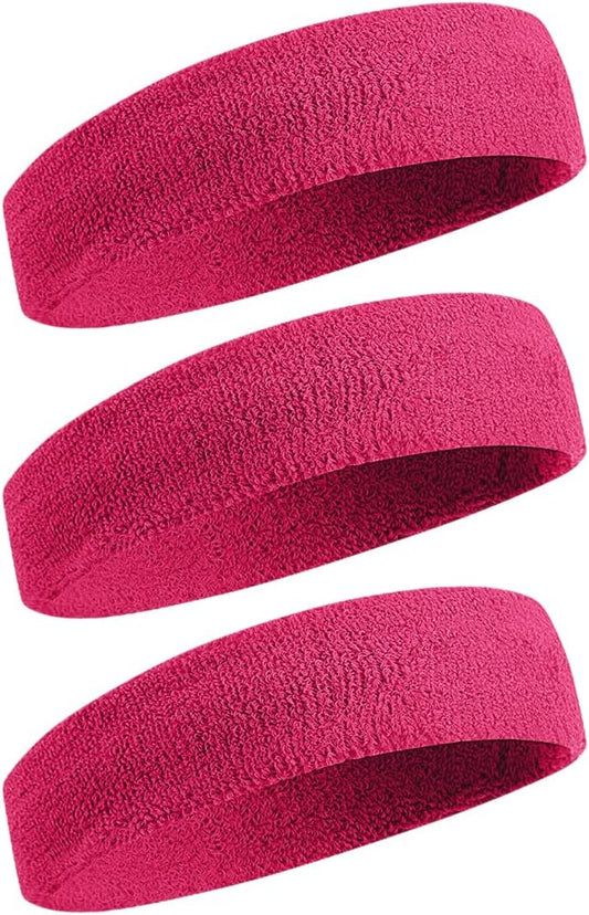 BEACE Sweatbands Sports Headband for Men & Women - Moisture Wicking Athletic Cotton Terry Cloth Sweatband for Tennis, Basketball, Running, Gym, Working Out