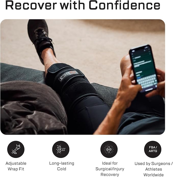 RE3 Ice Compression Pack for Knee, Arm & Leg - Powerful & Effective Cold Compression Cryotherapy Wrap for Chronic Pain, Knee Replacement, Swelling - 2 x Ice Core Blankets, Standard One Size Fits Most