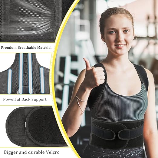 Posture Corrector for Women and Men, Back Brace Adjustable Back Straightener Support for Upper Back, Scoliosis and Hunchback Correction, Improves Posture and Pain Relief L(33"-37")