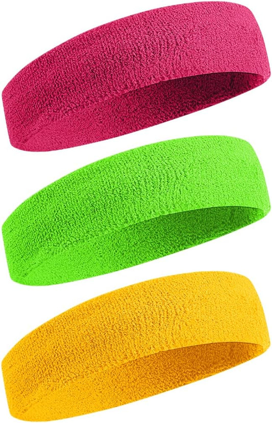 BEACE Sweatbands Sports Headband for Men & Women - Moisture Wicking Athletic Cotton Terry Cloth Sweatband for Tennis, Basketball, Running, Gym, Working Out