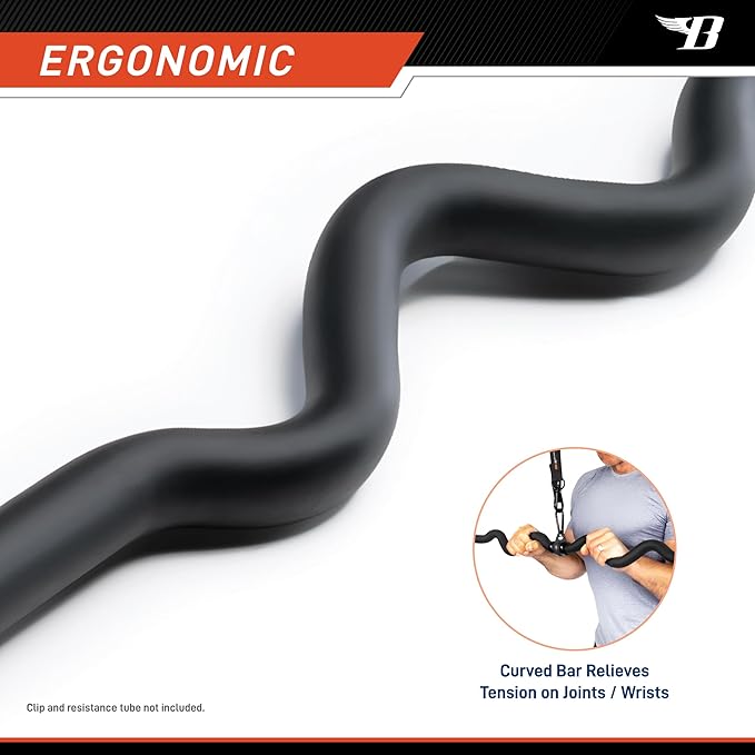 Deluxe Exercise Curl Bar for Lats BBEB-7355 Black 47 inches