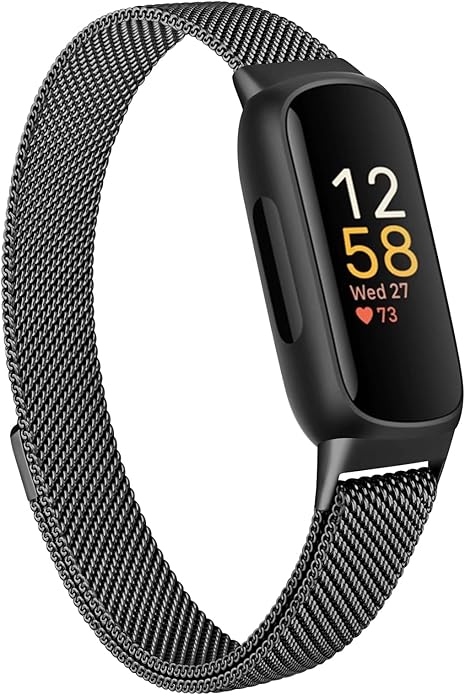 Amzpas band for Fitbit Inspire 3 Bands Women Men, Stainless Steel Mesh Loop Adjustable Magnetic Wristband Replacement Straps Compatible with Fitbit Inspire 3 Fitness Tracker
