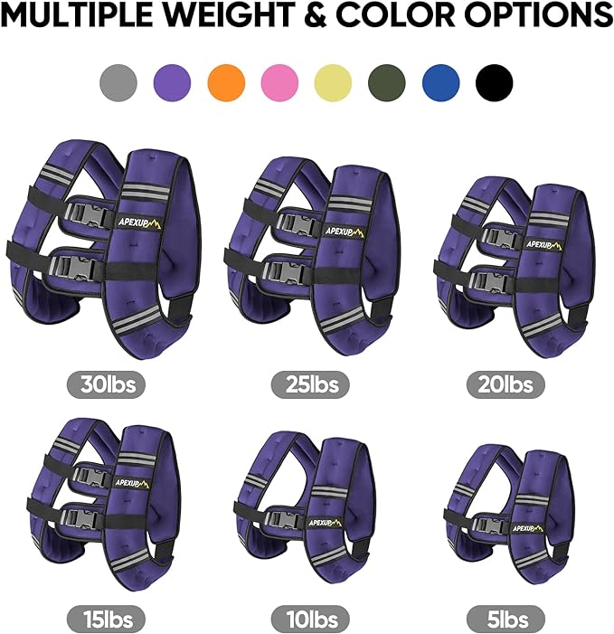 APEXUP Weighted Vest with 5lbs/10lbs/15lbs/20lbs/25lbs/30lbs Weights and Reflective Stripe, Weight Vest Men Women for Workout, Strength Training, Running