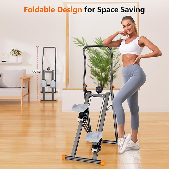 Stair Stepper Resistance Adjustable Vertical Climber Machine Ab Glute and Leg Home Cardio Exerciser