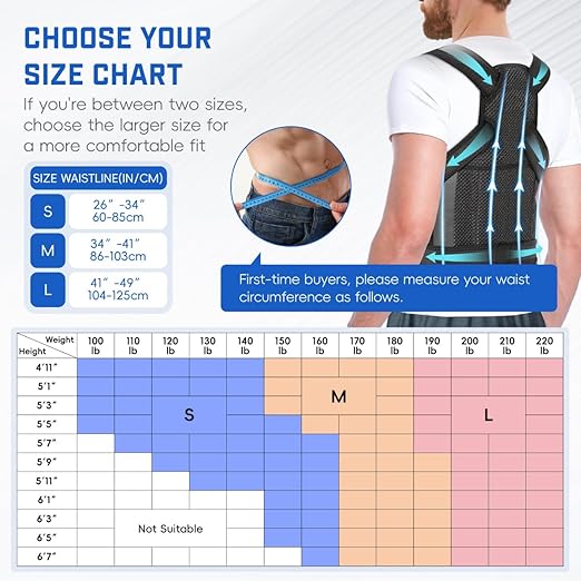 Back Brace Posture Corrector for Women & Men, Adjustable Shoulder Straightener with Full Back Support, Relief for Lower & Upper Back Pain, Hunchback & Scoliosis (Black, Large)