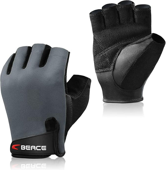 BEACE Weight Lifting Gym Gloves with Anti-Slip Leather Palm for Workout Exercise Training Fitness and Bodybuilding for Men & Women