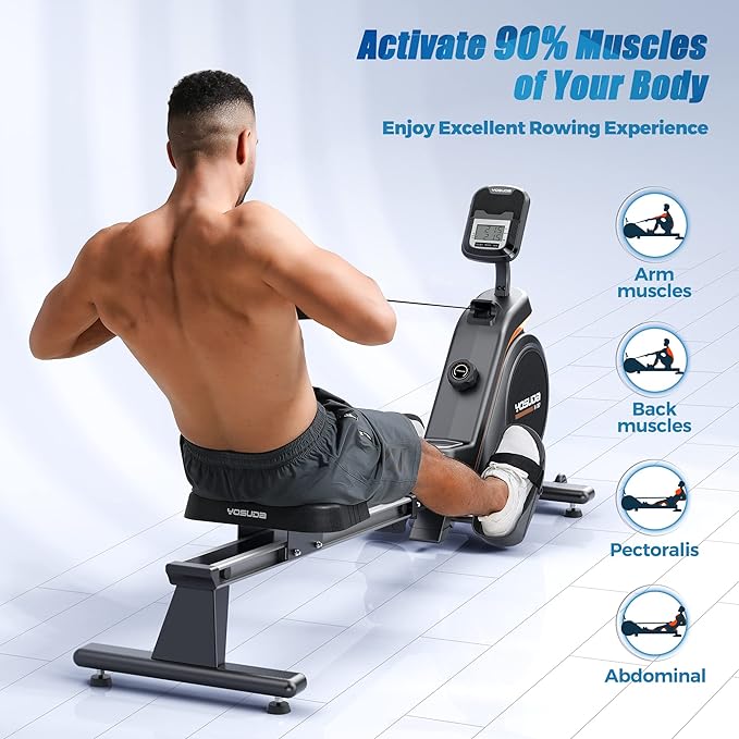 YOSUDA Magnetic/Water Rowing Machine 350 LB Weight Capacity - Foldable Rower for Home Use with Bluetooth, App Supported, Tablet Holder and Comfortable Seat Cushion
