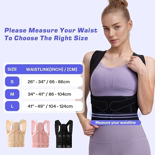 Back Brace Posture Corrector for Women and Men, Full Back Support Straps Straightener, Hunchback Improve Posture-Shoulder, Lumbar and Upper Lower Back Pain Relief (Black, L)