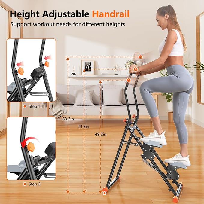 Stair Stepper Resistance Adjustable Vertical Climber Machine Ab Glute and Leg Home Cardio Exerciser