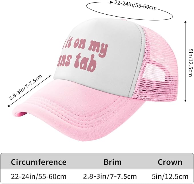 Put It On My Husband's Tab Drinking Trucker Hat - Funny Pink Trucker Hat for Women and Men