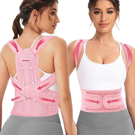 Back Brace Posture Corrector for Women, Adjustable Shoulder Straightener for Upper and Lower Back Pain Relief, Full Back Support Hunchback, Spine Corrector Pink - Large