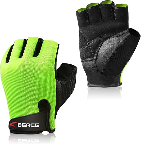 BEACE Weight Lifting Gym Gloves with Anti-Slip Leather Palm for Workout Exercise Training Fitness and Bodybuilding for Men & Women