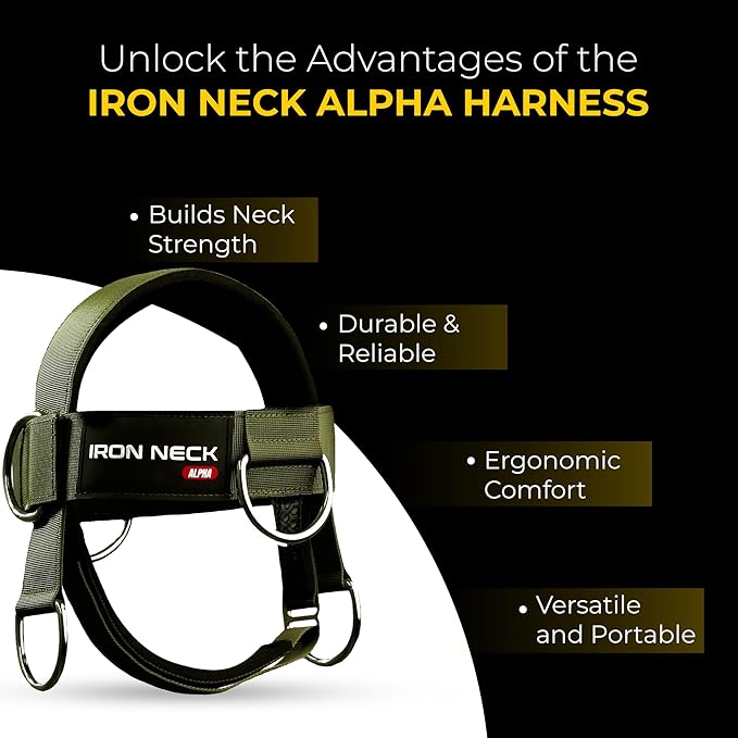 Iron Neck, Versatile Neck Exerciser, Strengthener and Trainer with Adjustable Head and Chin Strap, Portable Head Harness for Weight Lifting, Home and Gym Use