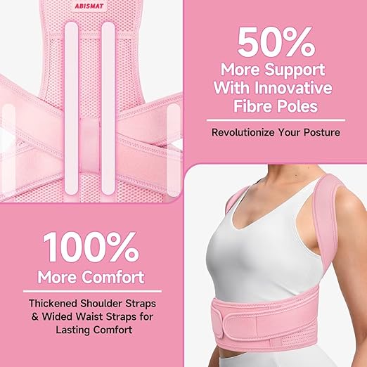 Back Brace Posture Corrector for Women, Adjustable Shoulder Straightener for Upper and Lower Back Pain Relief, Full Back Support Hunchback, Spine Corrector Pink - X-Large