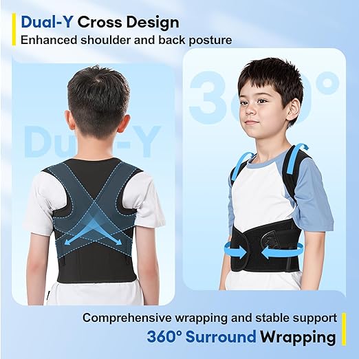 Back Brace Posture Corrector for Kids, Adjustable Full Back Support, for Upper and Lower Back Pain Relief, Scoliosis, Dowagers Hump, Hunchback, Thoracic, Spine Corrector (X-Large, Waist: 25''-30'')