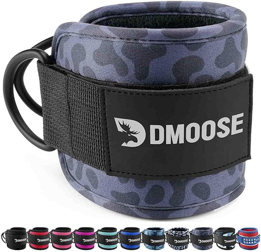 DMoose Fitness Ankle Straps for Cable Machines - One Size Fit with Premium Padding, Glute Kickback Ankle Strap for Women & Men, Cable Attachments for Gym, Booty Workouts, Leg Extension & Hip Abductors