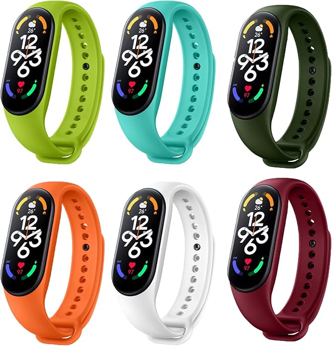 Bands Replacement for Mi Band 7 Strap Wristbands Compatible with Xiaomi Mi Band 7 Smartwatch Accessories Colorful Bracelet for Women Men Silicone Smart Watch Xiaomi 7 Wrist Band