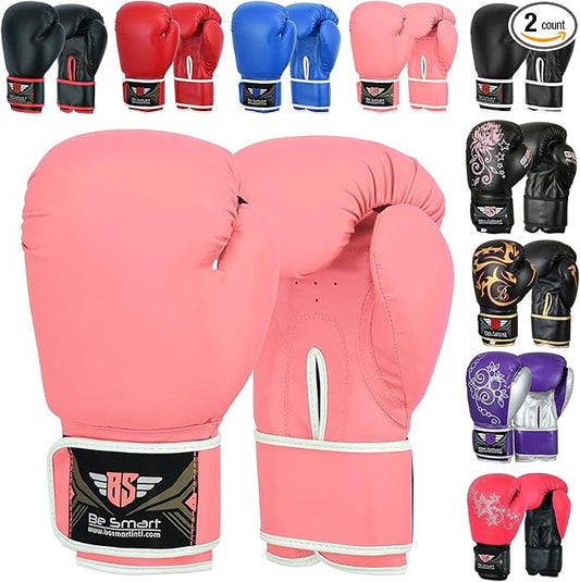 Be Smart Kids Boxing Gloves 4-12 Years 4oz 6oz Training Gloves for Children Sparring Youth Boxing Gloves Junior Training Mitts Punch PU Leather MMA Muay Thai Kick Boxing
