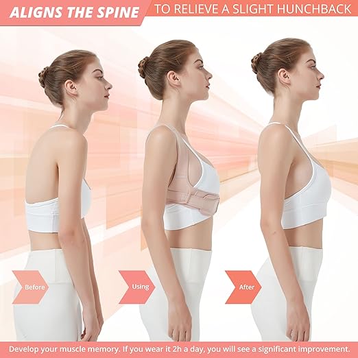 Posture Corrector for Women and Men, Adjustable Upper Back Brace for Posture Hunchback Support and Providing Pain Relief from Neck, Shoulder, and Upper Back (Small/Medium)