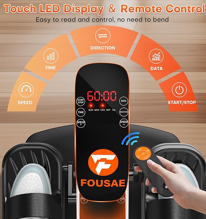 Under Desk Elliptical Machine, Ellipse Leg Exerciser with 15 Adjustable Speeds, Electric Seated Pedal Exerciser Leg Exerciser While Sitting for Seniors with LED Monitor Touch Remote Controls for Home