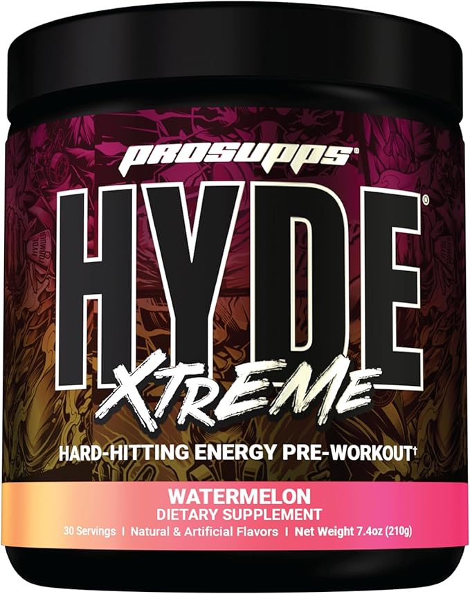 PROSUPPS Mr. Hyde Xtreme Pre Workout Powder with Creatine, Beta Alanine & Caffeine – Extreme Energy, Pumps, Focus & Performance - Fitness & Gym Supplements for Men & Women (Watermelon, 30 Servings)