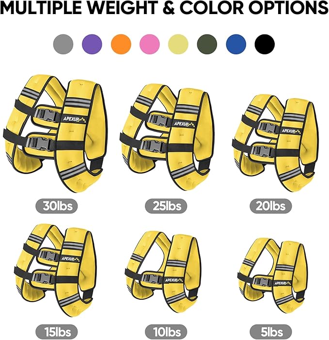 APEXUP Weighted Vest with 5lbs/10lbs/15lbs/20lbs/25lbs/30lbs Weights and Reflective Stripe, Weight Vest Men Women for Workout, Strength Training, Running