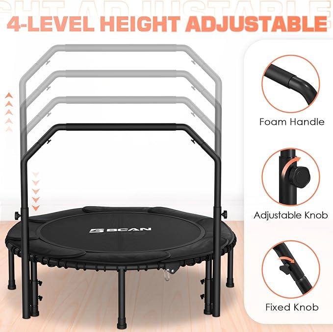 BCAN 450/550 LBS Foldable Mini Trampoline 40"/48" Fitness