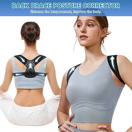 Back Straightener Posture Corrector for Women and Men, Adjustable Back Posture Corrector for Back Support, Upper Back Brace Shoulder Straightener for Women, Black L