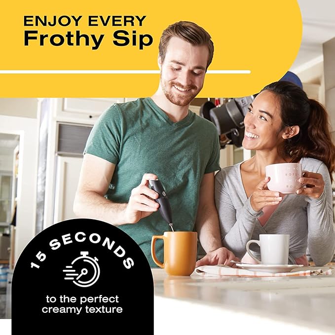 Bean Envy Milk Frother Handheld for Coffee - Electric Hand Blender, Mini Drink Mixer Whisk & Coffee Foamer Wand with Stand for Lattes, Cappuccino, Matcha and Hot Chocolate - Kitchen Gifts - Pink