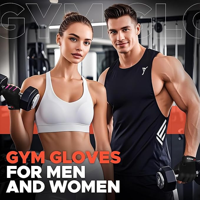 BEACE Weight Lifting Gym Gloves with Anti-Slip Leather Palm for Workout Exercise Training Fitness and Bodybuilding for Men & Women
