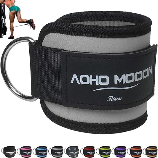 Comfortable Adjustable Padded Ankle Wrist Cuffs Neoprene Padded Straps D-Ring Glute Kickback for Cable Machine, Ideal for Glutes Exercises