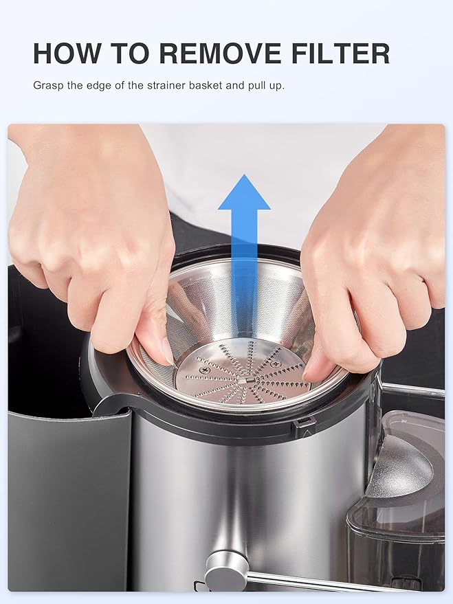 Qcen Juicer Machine, 500W Centrifugal Juicer Extractor with Wide Mouth 3” Feed Chute for Fruit Vegetable, Easy to Clean, Stainless Steel, BPA-free(Blue)