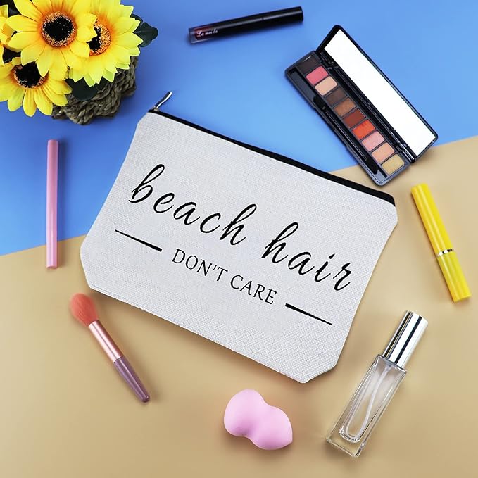 Beach Gifts for Women Beach Lover Makeup Bags Gift Beach Themed Cosmetic Bag Gifts Birthday Christmas Graduation Gift for Women Girl Teens Beach Lover Funny Vacation Gifts Travel Make Up Pouch