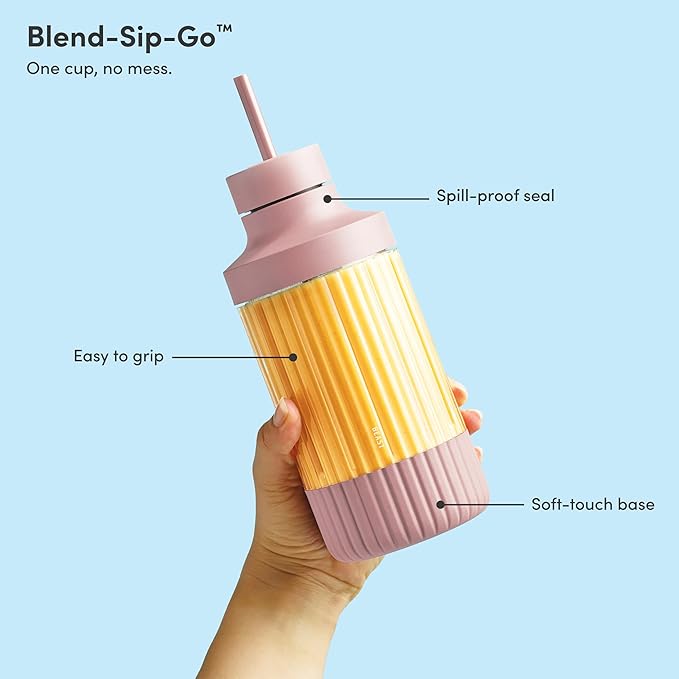 Beast Mighty 850 | Premium Compact Personal Blender | Smoothies, Shakes, Dressings, Sauces, Desserts, Dips | Blends Ice and Frozen Fruit | Includes Extra Lids and Straws | 850W (Lilac)