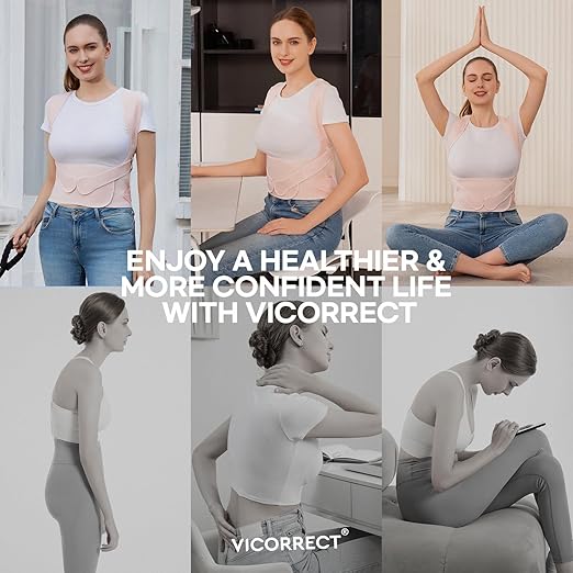 Back Posture Corrector Support for Women: UpperBack Support - Shoulders Straightener Relieve UpperBack Pain (Pink, Small)