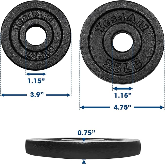Yes4All 1.15 Inch Cast Iron Weight Plate -